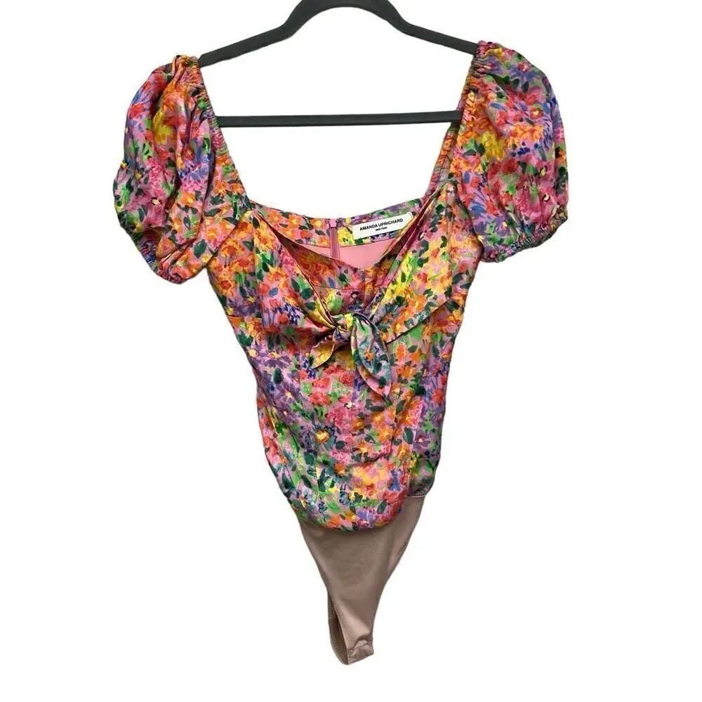 Amanda Uprichard Goldie floral bodysuit size XS